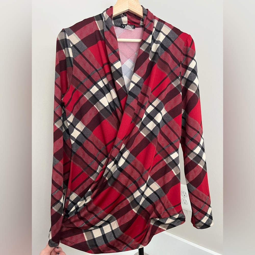 Venus Plaid Wrap Top - Red and Black